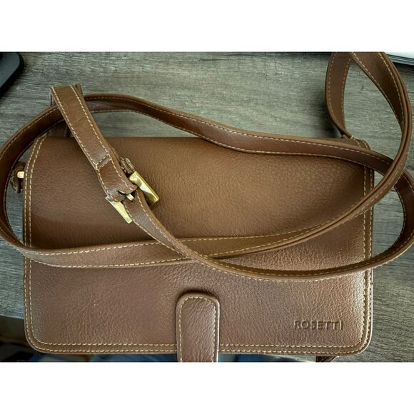 Rosetti Brown Faux Leather Crossbody Wallet Purse - Picture 1 of 6